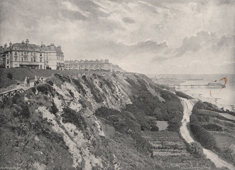 FOLKESTONE. The Lees. Kent 1900 old antique vintage print picture